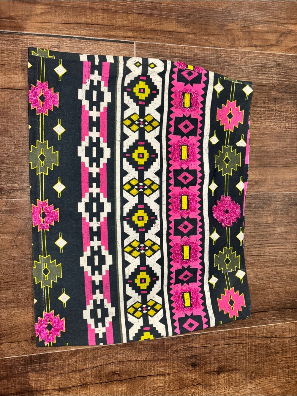 Y2K Buffalo David Bitton Aztec Beaded Miniskirt Size Small With Side Zipper